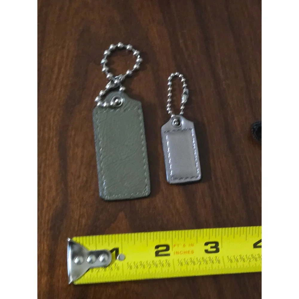 Coach Leather Hangtag lot Olive Green Patent and Metallic Silver Replacement Tag